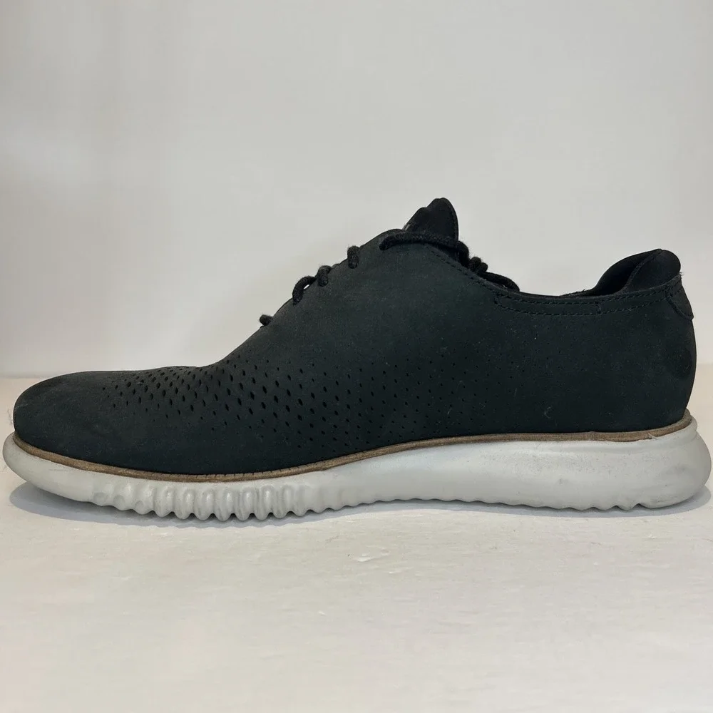 Cole Haan 2.Zerogrand Lined Laser Wingtip Oxford Men 12 Black Nubuck C23807